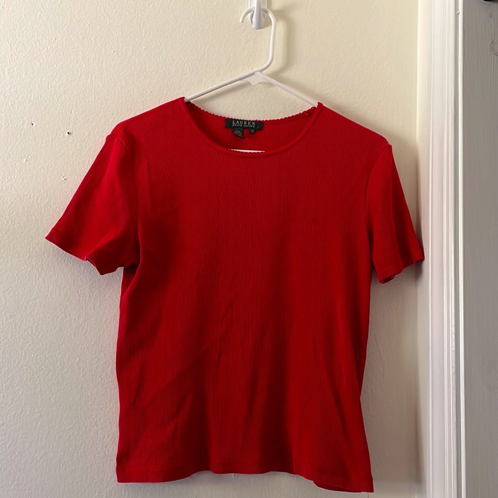 Ribbed red top, Ralph Lauren, M